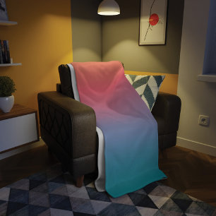 Orange Blue Ombre Modern Fleece Blanket