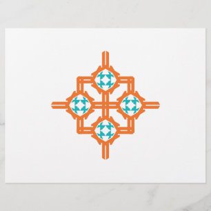 Orange blue ornament flyer