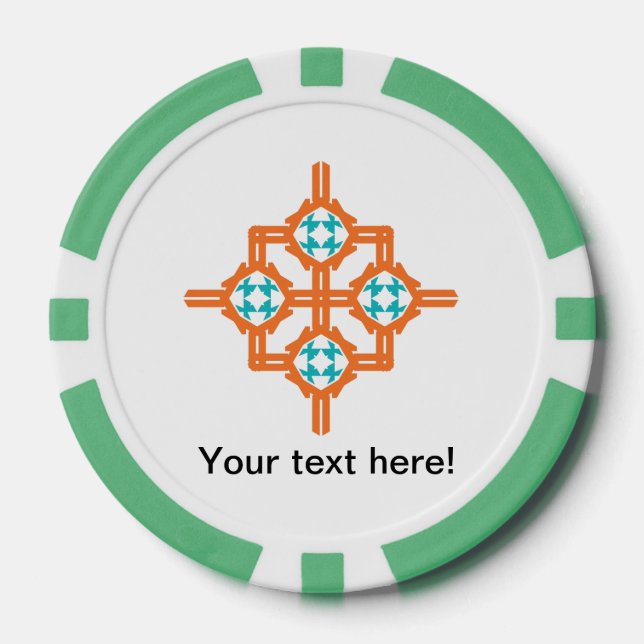 Orange blue ornament poker chips (Front)