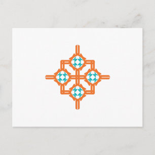 Orange blue ornament postcard