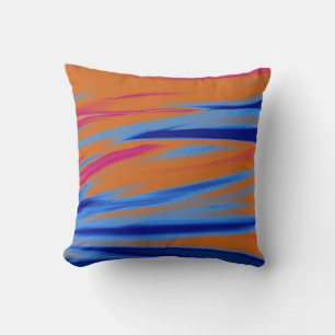 Orange, Blue Painting Art Design Abstract Cushion