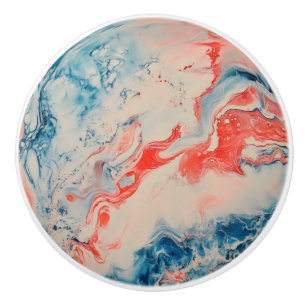 Orange Blue Pastel Marble Pattern Ceramic Knob