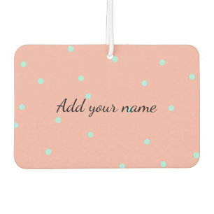 Orange blue polka dots abstract add name text t th car air freshener