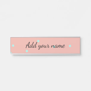 Orange blue polka dots abstract add name text t th door sign