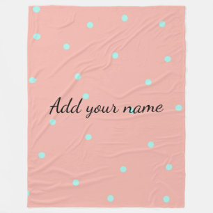 Orange blue polka dots abstract add name text t th fleece blanket