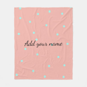 Orange blue polka dots abstract add name text t th fleece blanket