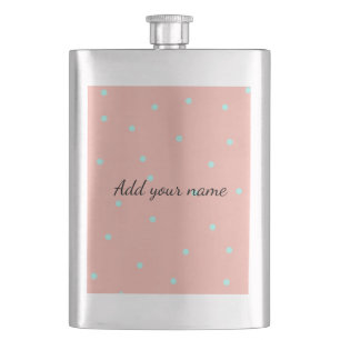 Orange blue polka dots abstract add name text t th hip flask
