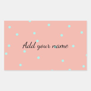 Orange blue polka dots abstract add name text t th rectangular sticker