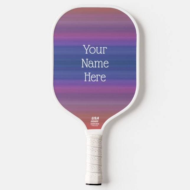 Orange Blue Purple Stripes Pattern with Name Pickleball Paddle (Back)