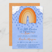 Orange Blue Rainbow Rain Clouds Balloon Birthday