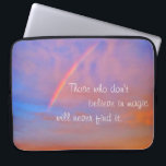 Orange Blue Rainbow Sunset Photo Believe in Magic Laptop Sleeve<br><div class="desc">“Those who don’t believe in magic will never find it.” Get inspired with this motivational photography neoprene laptop sleeve of a rainbow nestled in a blue, pink, and orange softly lit sunset. This laptop sleeve comes in three sizes: 15", 13", and 10”. Makes a great uplifting gift for someone special!...</div>