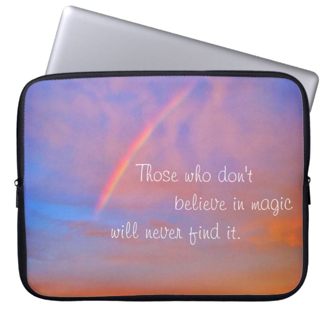 Orange Blue Rainbow Sunset Photo Believe in Magic Laptop Sleeve (Front)