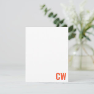 Orange Blue Retro Typography Monogram Initial Card