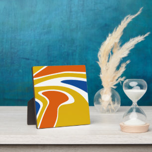 Orange Blue Ripple waves liquid Plaque