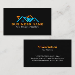 Orange & Blue Roofing Remodeling Handyman Business Card