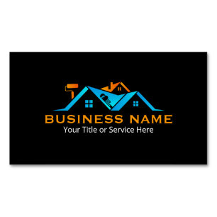 Orange & Blue Roofing Remodeling Handyman Magnetic Business Card