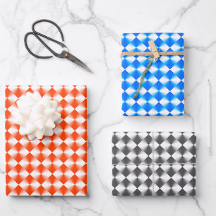 Orange Blue Silver Plaid Pattern  Wrapping Paper Sheet