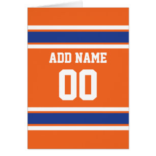 Orange Blue Sports Jersey with Name and Number