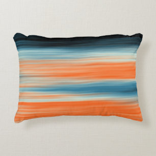 Orange Blue Striped Pattern Decorative Cushion