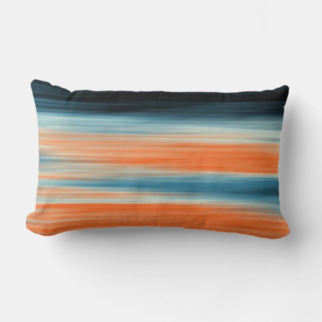Orange Blue Striped Pattern Lumbar Cushion (Front)