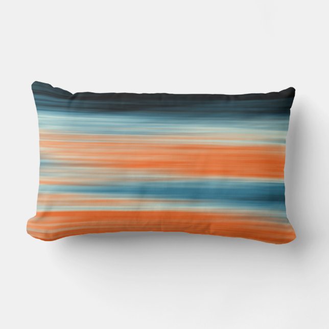 Orange Blue Striped Pattern Lumbar Cushion (Front)