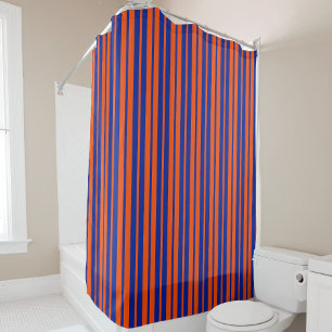 Orange Blue Stylish Stripes Pattern Design  Shower Curtain