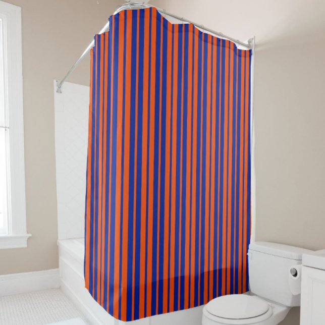 Orange Blue Stylish Stripes Pattern Design  Shower Curtain (Creator Uploaded)