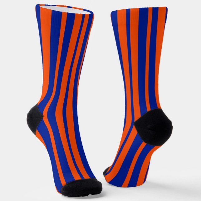 Orange Blue Stylish Stripes Pattern Design  Socks (Creator Uploaded)