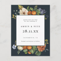 Orange Blue Summer Botanical Boho Save the Date