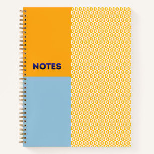 Orange Blue Sunburst Chequerboard Notebook - S