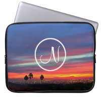Orange blue sunset photo custom monogram modern