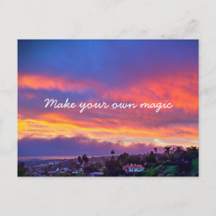 Orange Blue Sunset Photography Make Your Own Magic Postcard