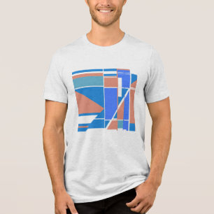 Orange Blue Teal Off-white Boxes Art Abstract Tri-Blend Shirt