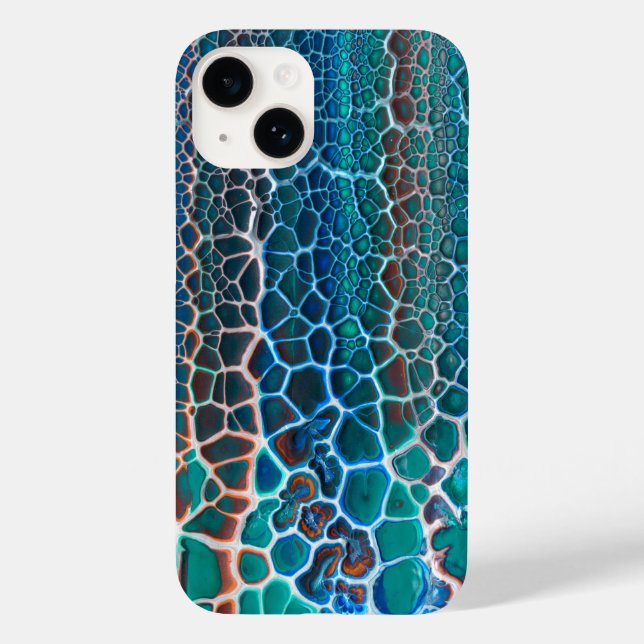 Orange Blue Teal Stained Glass Abstraction Case-Mate iPhone Case (Back)