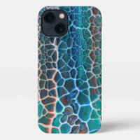 Orange Blue Teal Stained Glass Abstraction