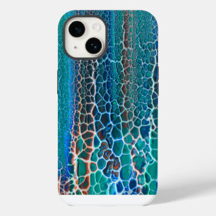 Orange Blue Teal Stained Glass Abstraction iPhone 14 Case