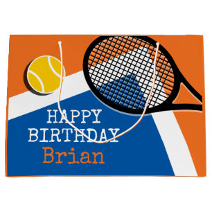 Orange - blue tennis court, customisable large gift bag