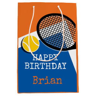 Orange - blue tennis court, customisable medium gift bag