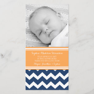 Orange Blue Thank You Baby Shower Photo Cards