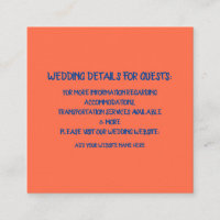 Orange Blue Wedding Details For Guests Colourful