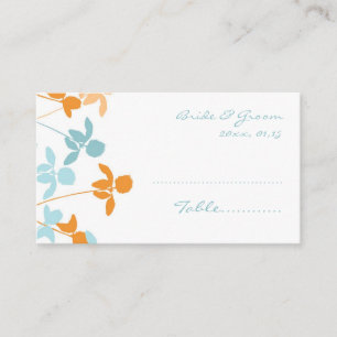 Orange Blue Wedding Table Place Setting Cards