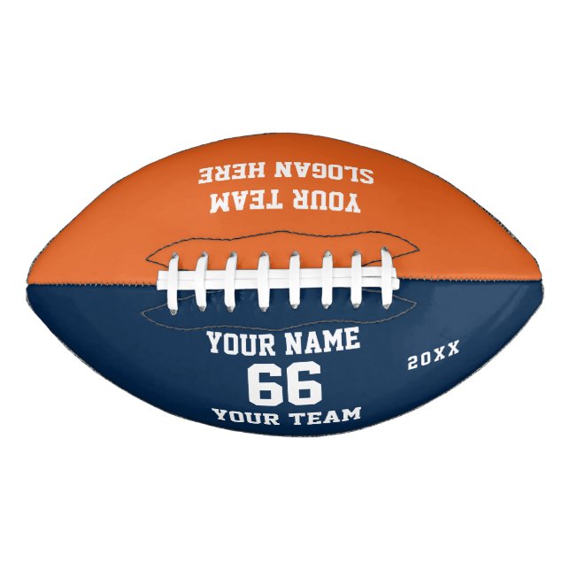 Orange blue white Football Name, Number, Team (Front)