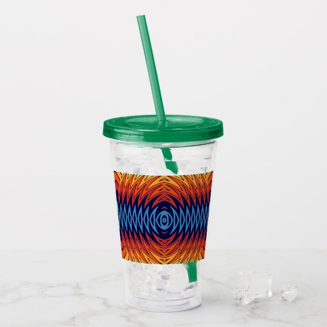 Orange blue windmill abstract design acrylic tumbler (Front Ice)