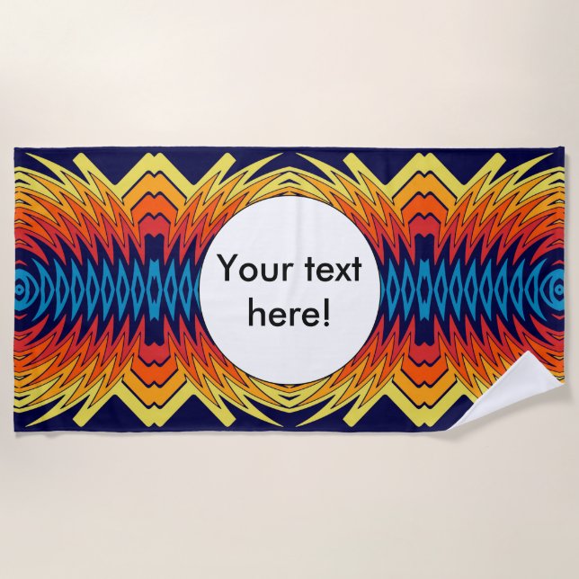 Orange blue windmill abstract design beach towel (Front)
