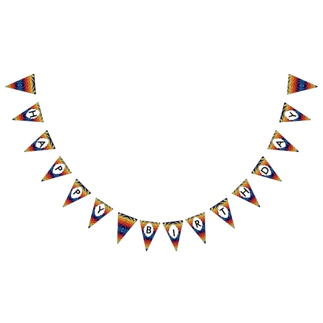 Orange blue windmill abstract design bunting  (All)