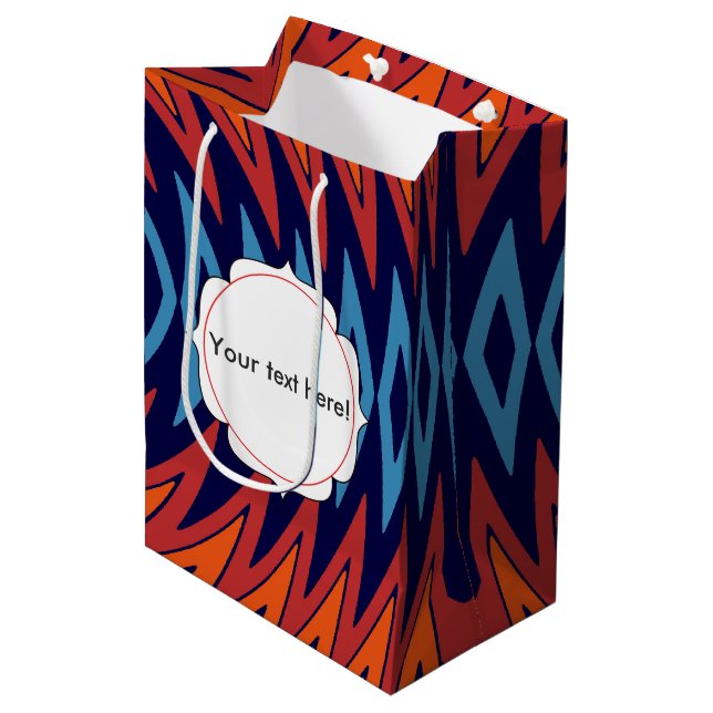 Orange blue windmill abstract design medium gift bag (Front Angled)