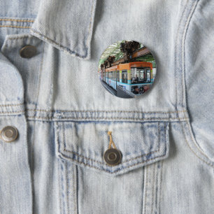 Orange Blue Wuppertal Floating Train 6 Cm Round Badge