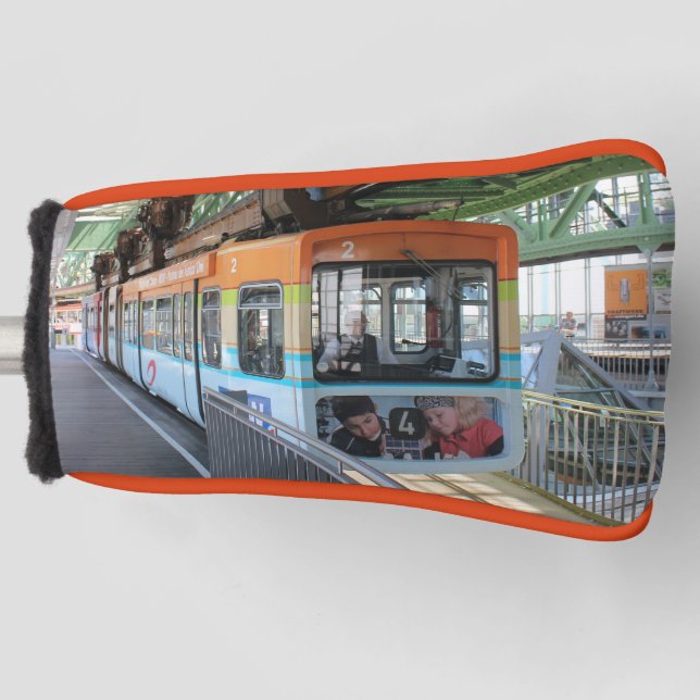 Orange Blue Wuppertal Floating Train Golf Head Cover (Front)