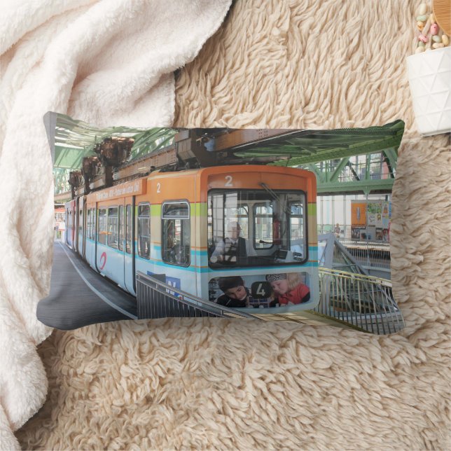 Orange Blue Wuppertal Floating Train Lumbar Cushion (Blanket)