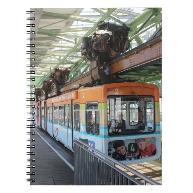 Orange Blue Wuppertal Floating Train Notebook (Front)